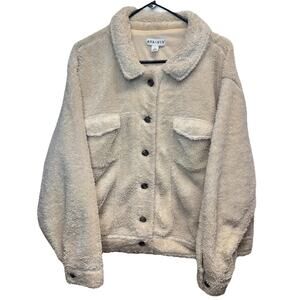 Ava + Viv Sherpa Jacket Faux Fur Layering Coat Womens Plus 2X Pockets, Buttons